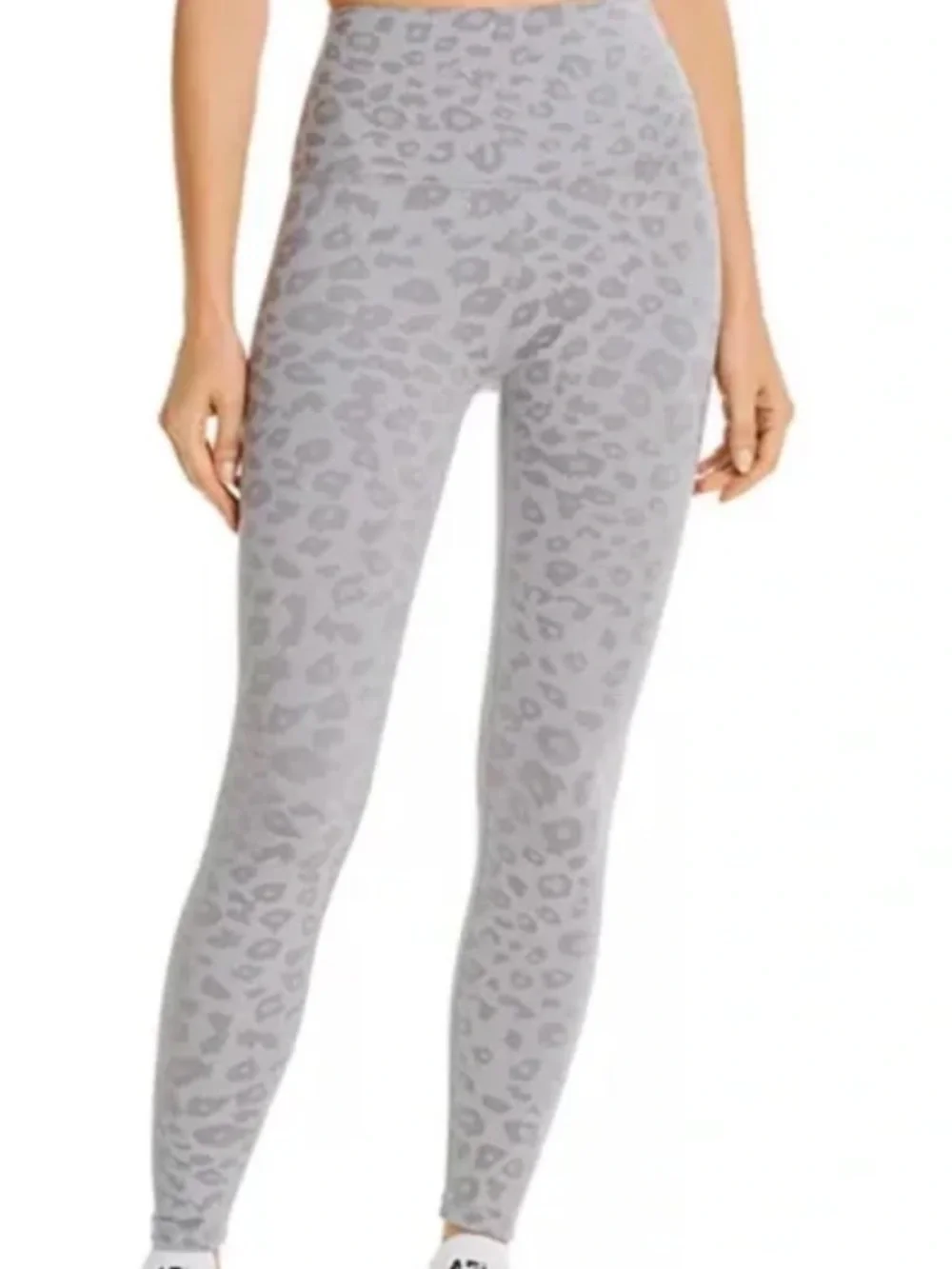SET- Beyond Yoga Light Gray Leopard Crop Tank and Matching Leggings - Picture 2 of 6